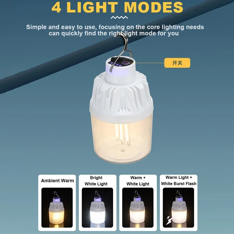 LED Camping Lights Rechargeable Flashlights 4 Lighting Modes Lamp Outdoor Portable Emergency Torch Hanging Lantern