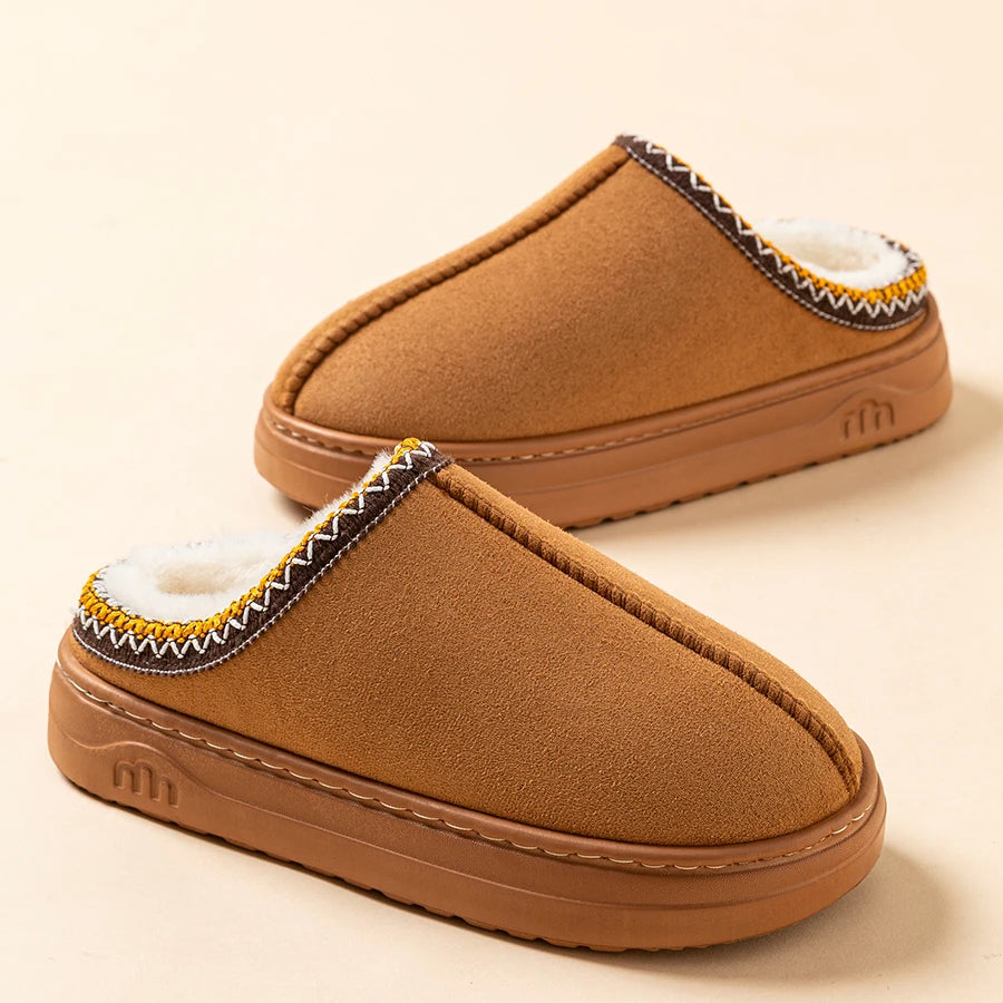 Fashion Women's Slippers Winter Outdoor Indoor Warm Fur Cotton Breathable Anti-slip Comfortable Men Boots Flat Shoes Couple