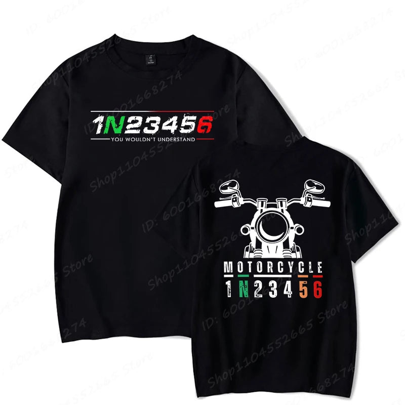 1N23456 Motorcycle Speed Graphic Print T-Shirts Summer Men's T Shirt Clothing Streetwear Short Sleeve Funny Motorcycle Shirts