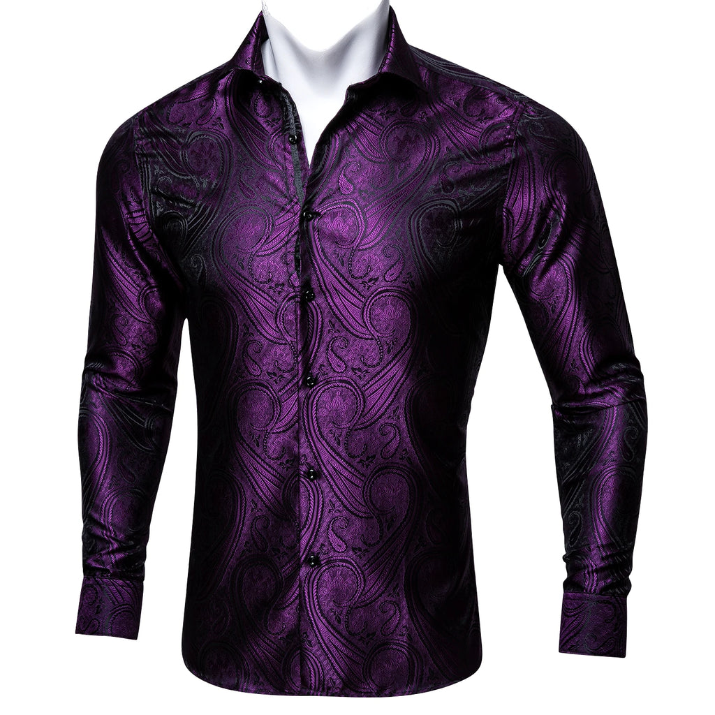 Gold Paisley Bright Shirts Men Autumn Long Sleeve Casual Flower Shirts For Men Designer Fit Dress Shirts BCY-07