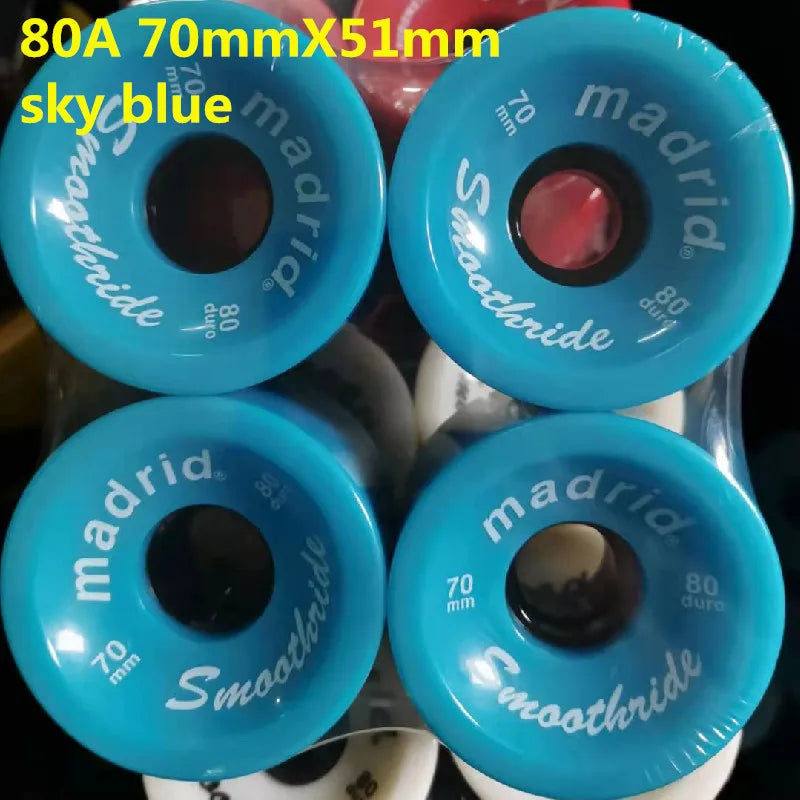 4pcs 70mm 51mm 80 duro Longboard Wheel for 70mm Skateboard Tire 80A Durable Elastic PU Ruedas for Road Street Skate Board Rodas