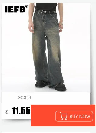 IEFB Men's Straight Denim Pants New Cleanfit Solid Color Korean Version Wide Leg Versatile Casual Jeans Trend New Autumn  9C1519