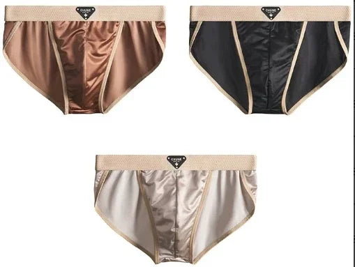 Men's Briefs Ice Silk Satin-like Briefs Men's Underpants Summer Breathable Quick Drying Panties Sexy U Pouch Underwear