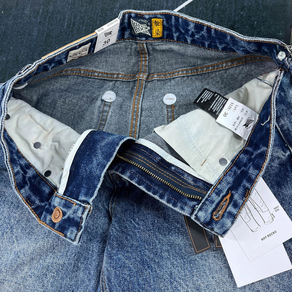 14oz Heavy loose straight jeans men's autumn American casual Japanese trousers