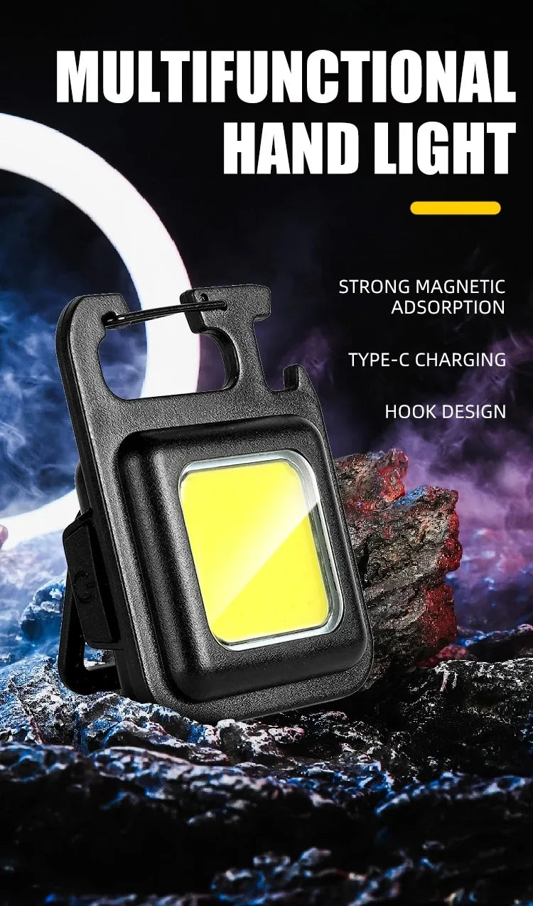 Home 3 Lighting Modes for Camping Super Bright MINI COB Keychain Flashlight Charging Lamp Camping Lights with Magnet