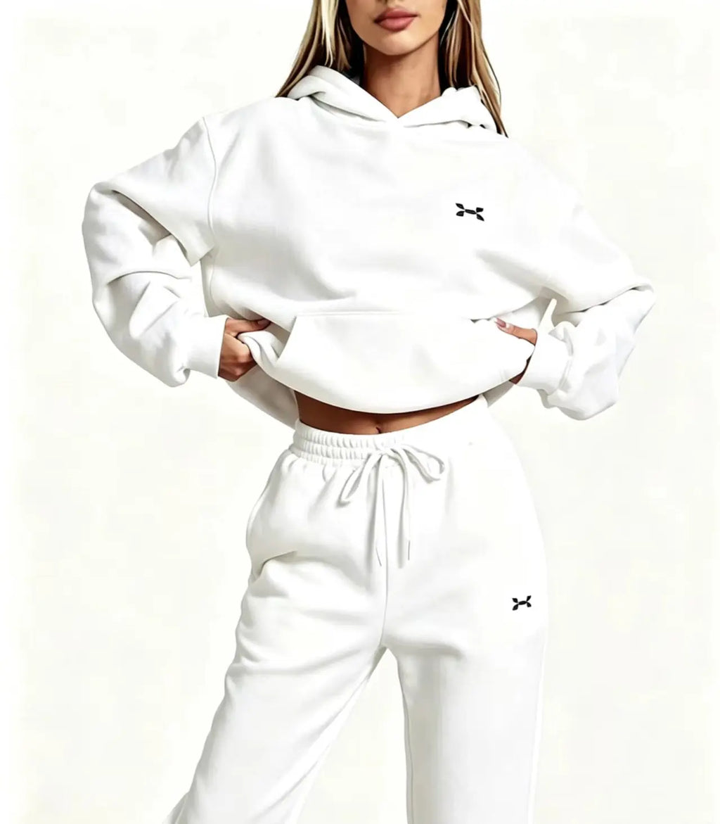 Men Women Hoodie Jogger Pants 2Pcs Set, Casual Street Tracksuit With Small Logo