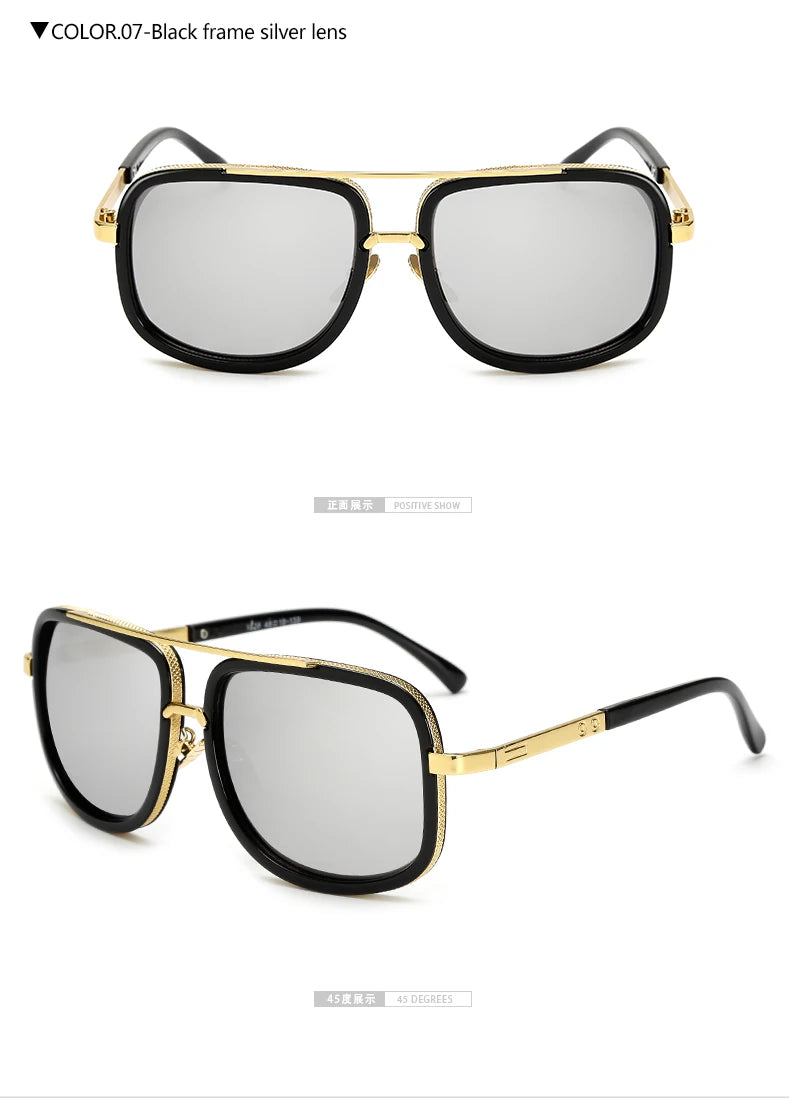 New Fashion Big Frame Sunglasses Men Square Metal Sun Glasses Women Retro Sun Glasses Vintage High Quality