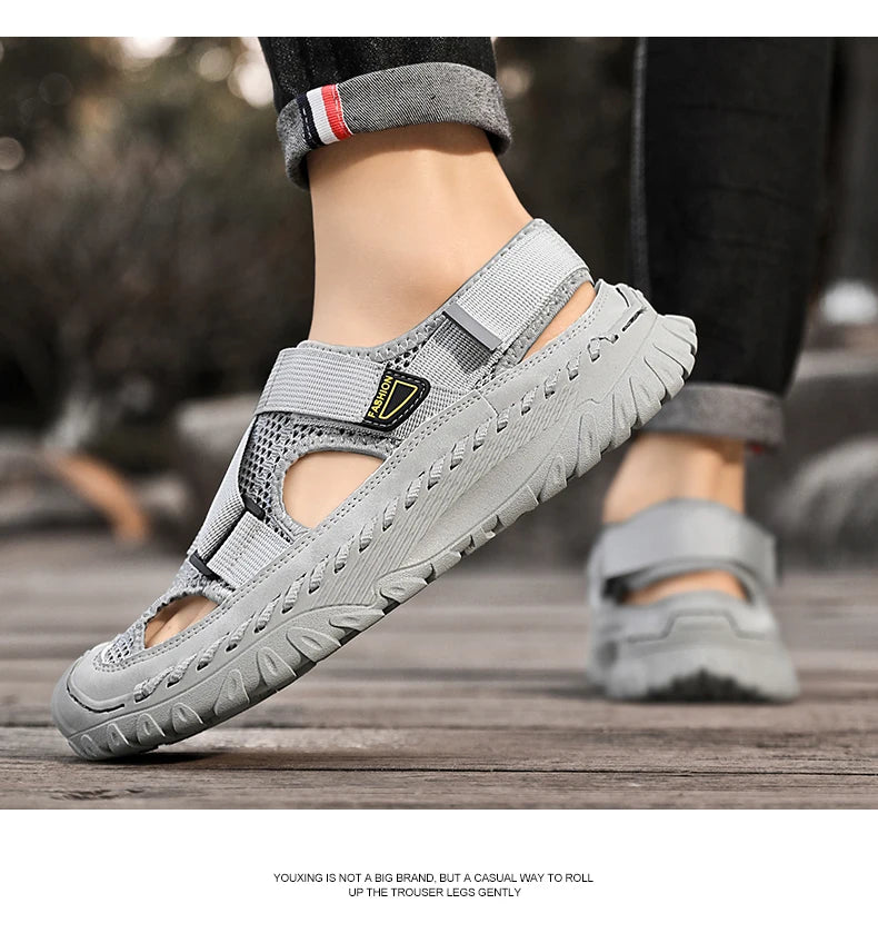 Summer Men Sandals Genuine Leather Mens Casual Shoes Outdoor Men Leather Sandals for Men Beach Shoes Roman mens Shoes