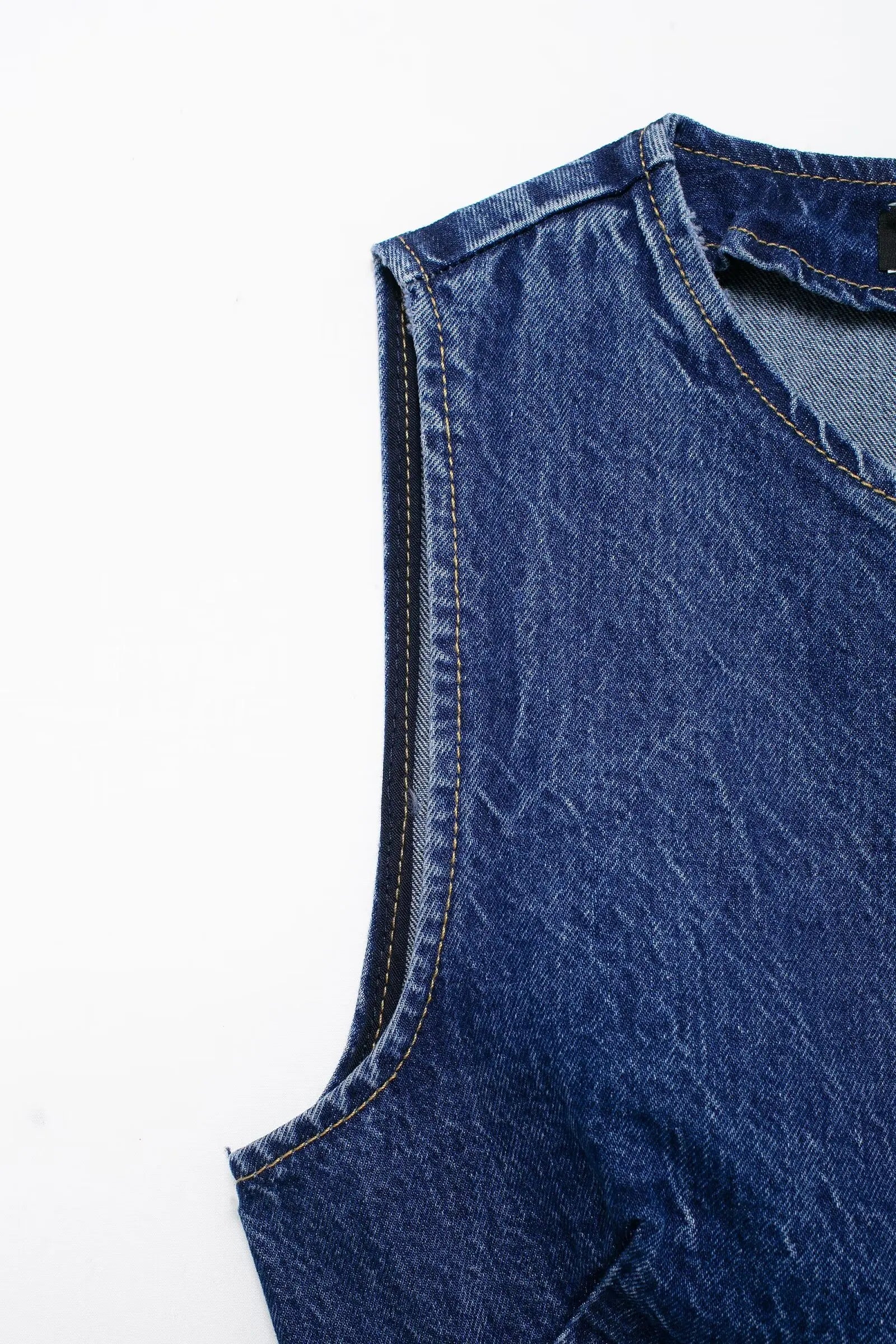 HH 2025 Summer Women Fashion Denim Trousers Set Solid Cropped Vest Top + Chain Lace Up Versatile Female Wide Leg Long Pant