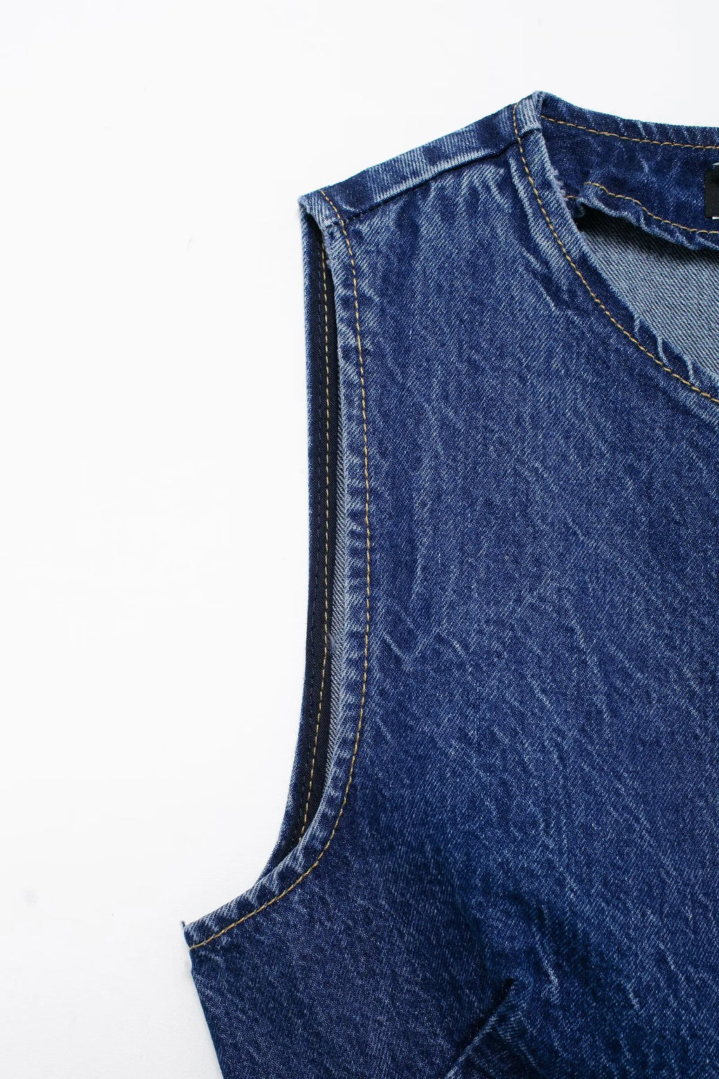 HH 2025 Summer Women Fashion Denim Trousers Set Solid Cropped Vest Top + Chain Lace Up Versatile Female Wide Leg Long Pant