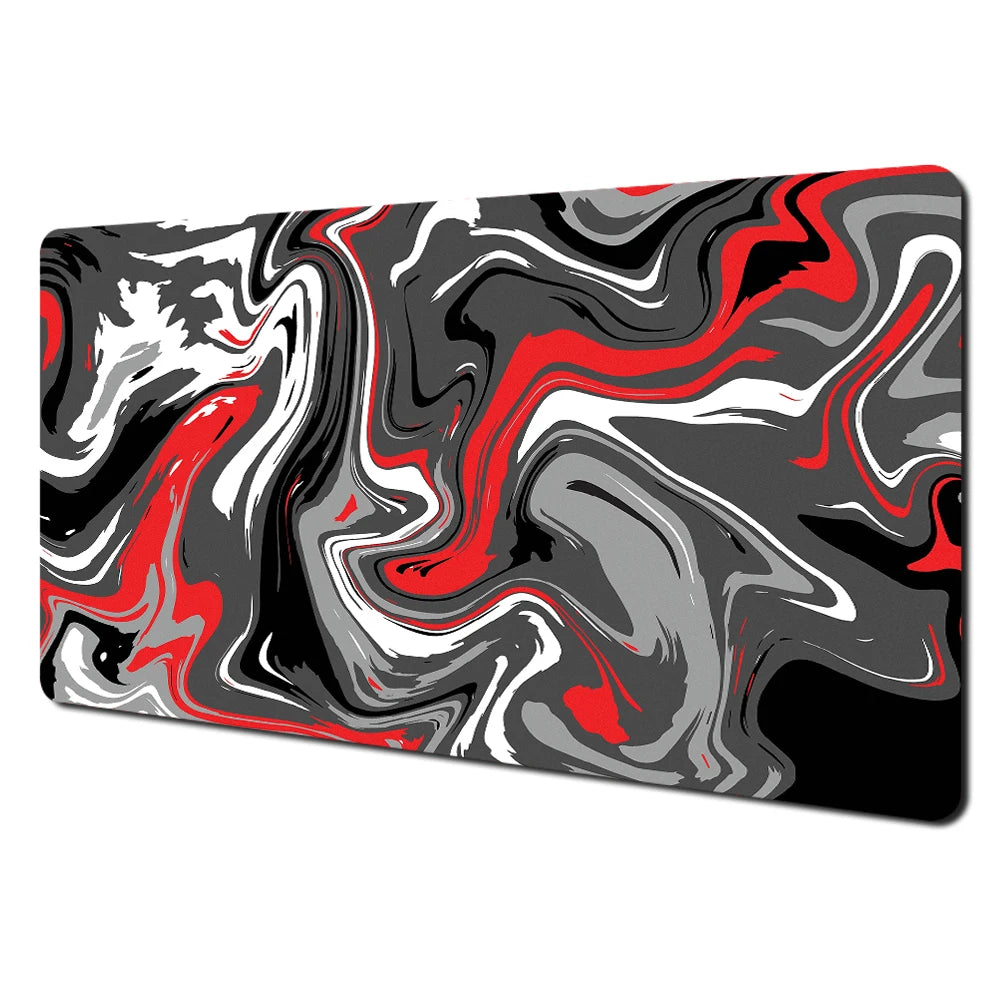 Black and Grey Abstract Art Pattern Design Mouse Pad Desk Mat with Stitched Edge Rubber Anti-Slip Gaming Mat Keyboard Mouse Pads