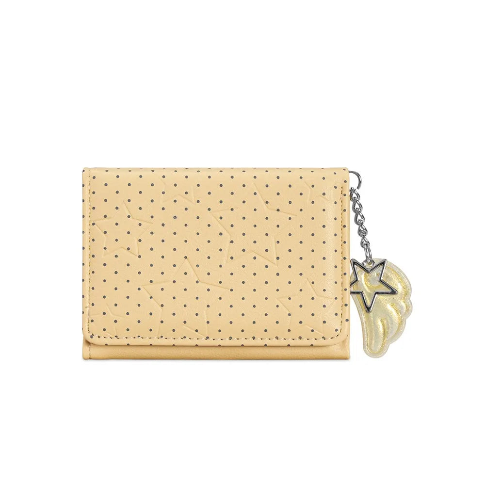 Fashion Y2K Tri-fold Wallet Wing Pendant Star Dot Coin Purse Zipper Clouse Multicolor Women's Wallet for Students
