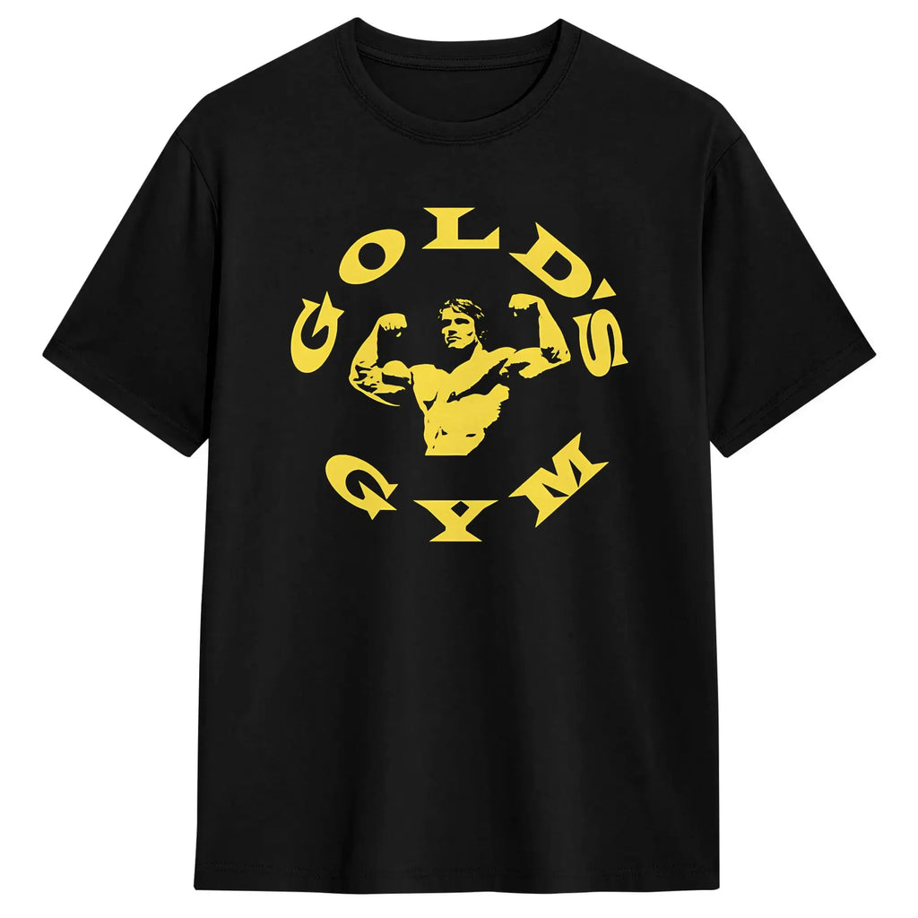 Men T-Shirts Arnold Schwarzenegger Golds Gym Casual 100% Cotton Tees Short Sleeve  T Shirt Crew Neck Tops 6XL