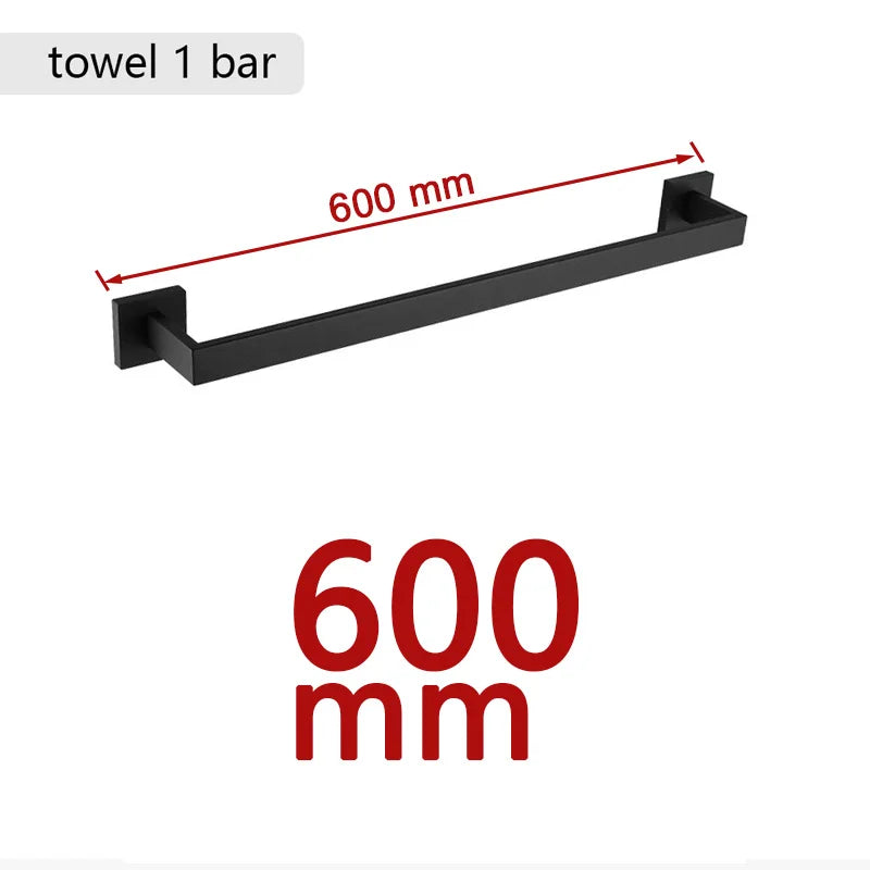 Matte Black Bathroom Hardware 304 Stainless Steel Towel Rack Toilet Paper Holder Liquid Soap Holder Towel Bar Toilet Accessories