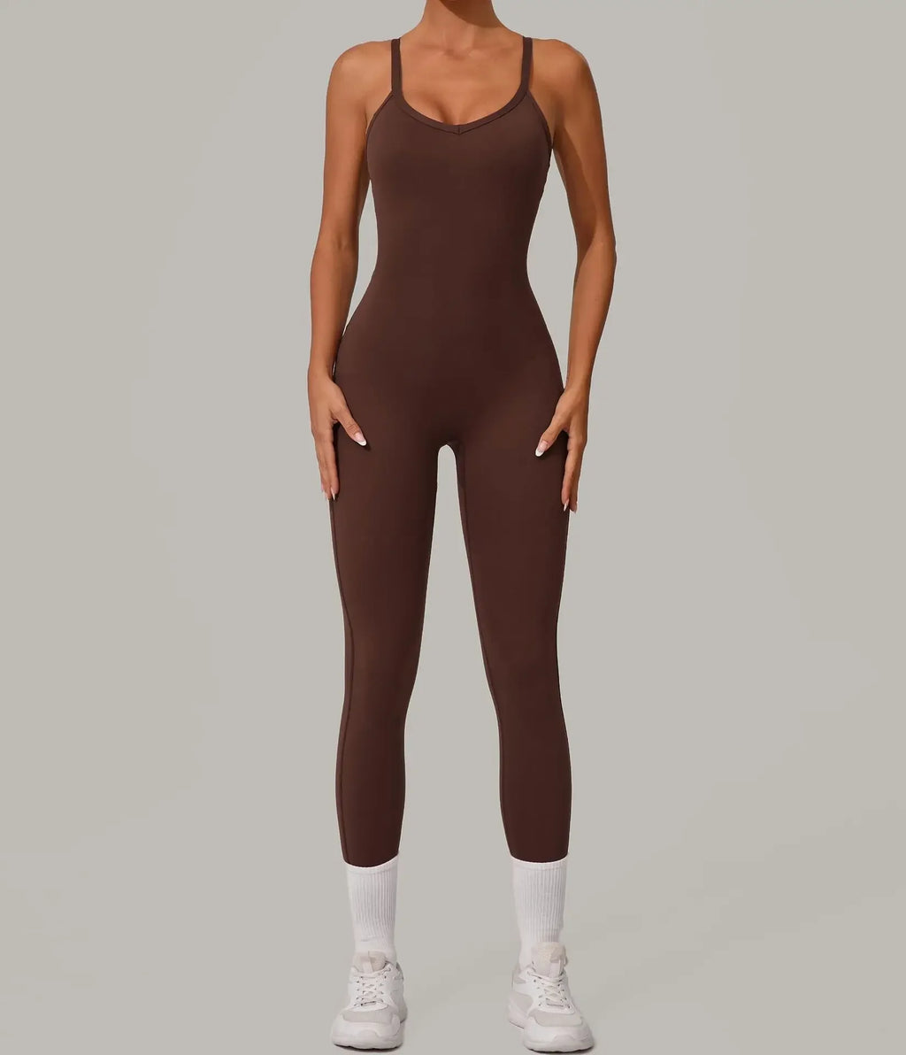 Wholesale Gym Clothes Woman Yoga Set Padding Women's Gym Jumpsuit Activewear Sportswear Push Up Fitness Sports Overalls Purple