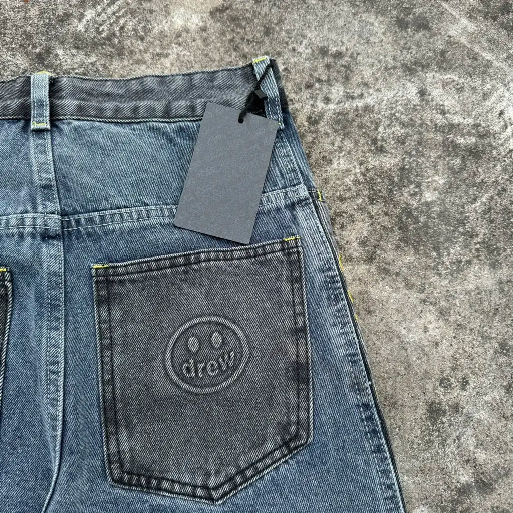Drew House The denim fabric is stitched with a special style of patchwork design jeans for men and women casual ropa hombre