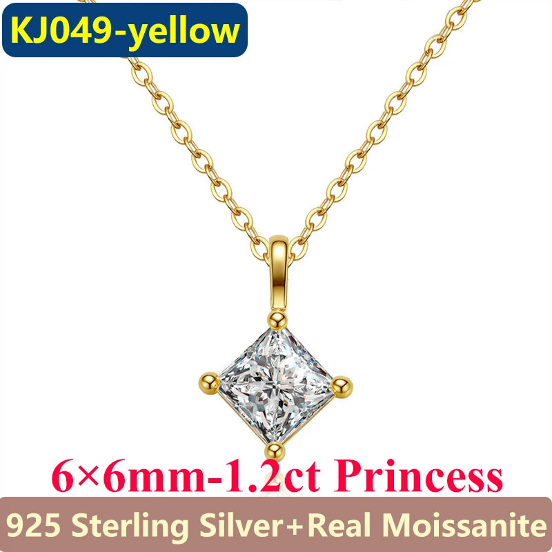 1CT / 2CT Emerald Heart Pear Princess Moissanite Diamond Pendants Necklaces For Women S925 Silver Fine Jewelry Women's Pendants