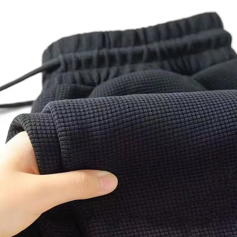 Waffle Straight Leg Pants Men's Summer New Style Wide Leg Pants Men's Youth Summer Casual Pants