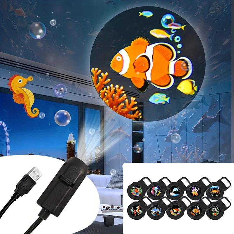 LED Projection Light USB LED Projector LED USB Ocean Life LED Projection Lamp LED Projector With 10 Patterns