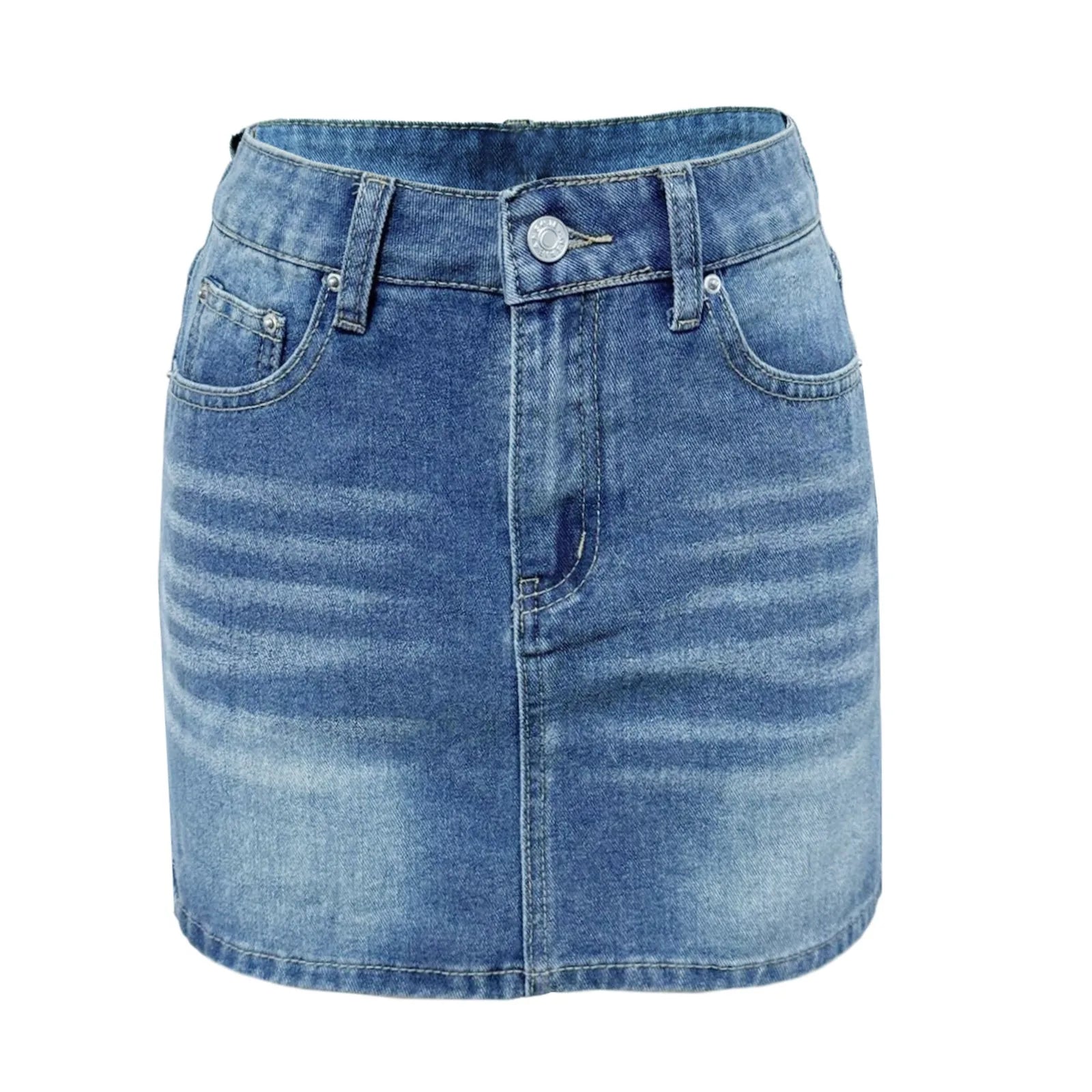 Vintage Denim Mini Skirts for Women Summer Fashion High Waist Straigth Short Faldas Casual Streetwear Classic Jean Skirt