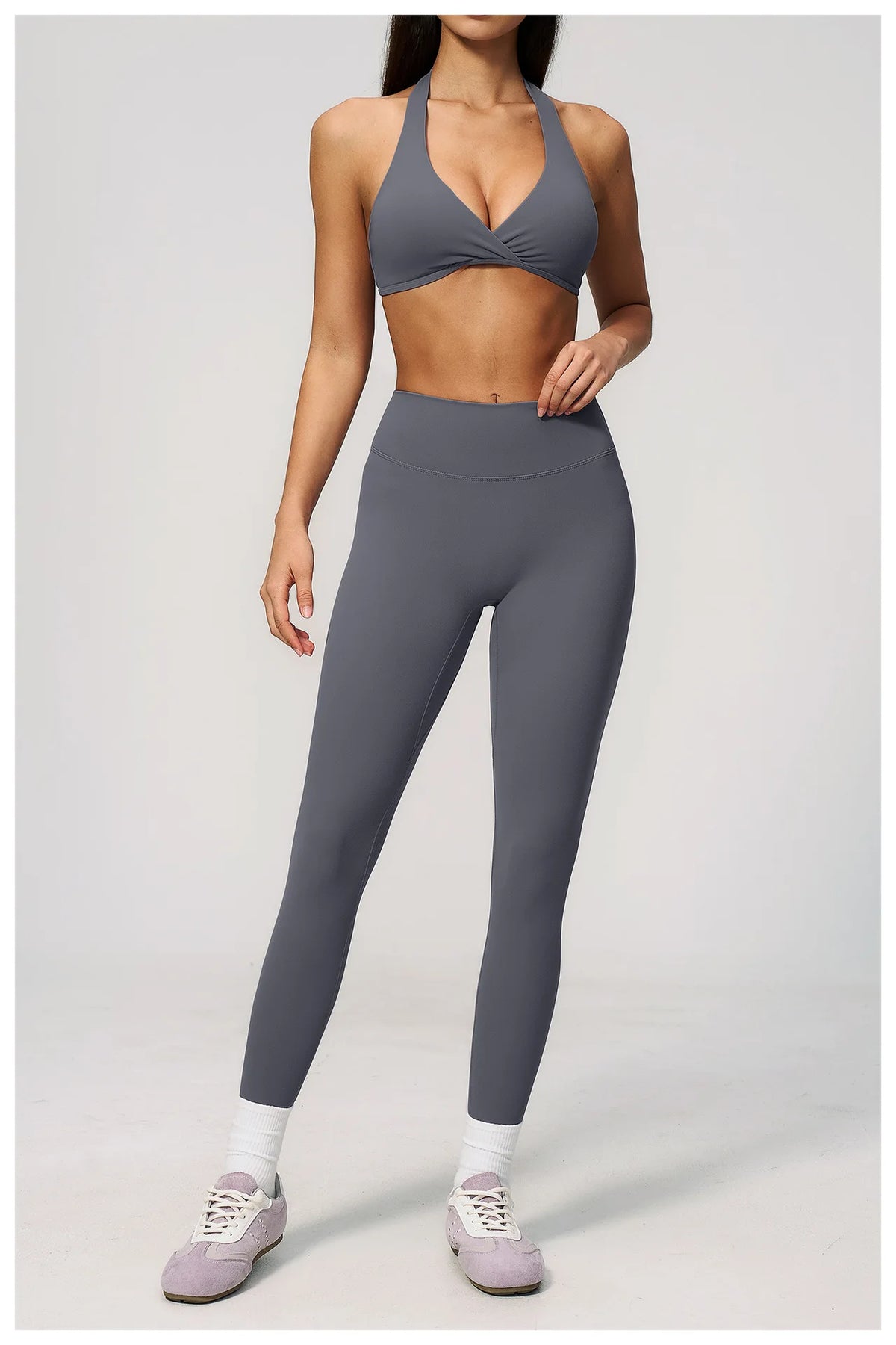 Women Tracksuits 2PCS Yoga Suit Gym Outfits Workout Clothing Deep V Workout Bra High Waist Butt Lift Pants Outdoors Sports Set