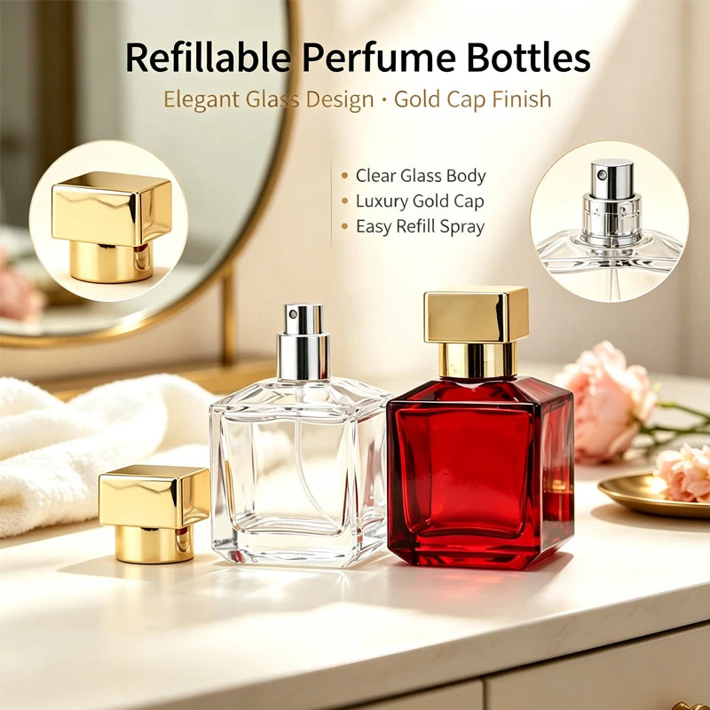 Perfume Bottle Spray 50ml High-end Glass Portable Travel Delicate Perfume Bottle Empty Bottle Dispenser