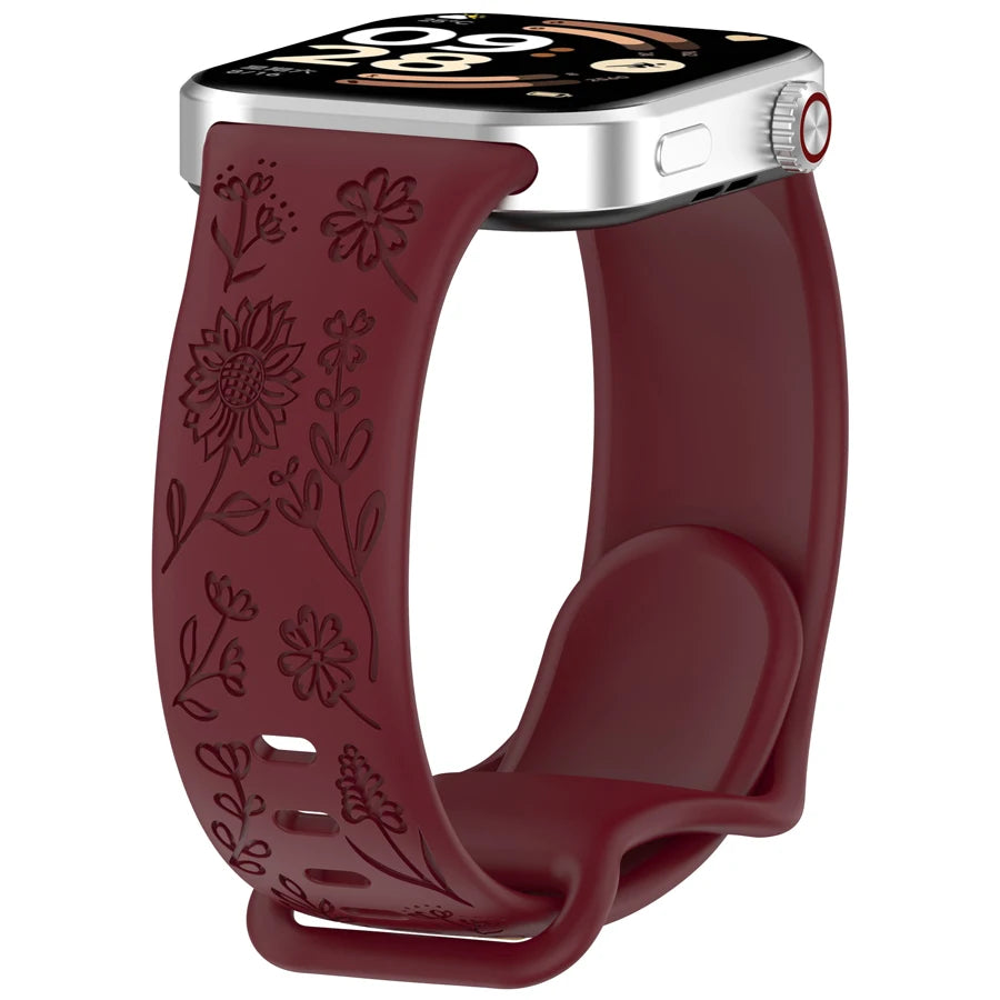 3D Carved Flowers Strap For Xiaomi Mi Smart Band 8 Pro/9 Pro/10 Pro Replacement Sport WristBand For Redmi Watch 4 5 6 Bracelet