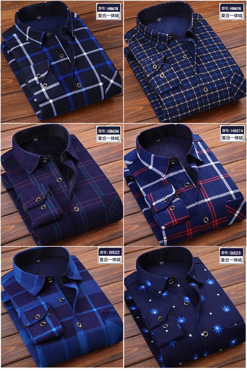 New Design Autumn Winter Warm Plaid Shirts for Men Evening Business Office High Quality Men's Winter Clothing Fashion Tops 2026