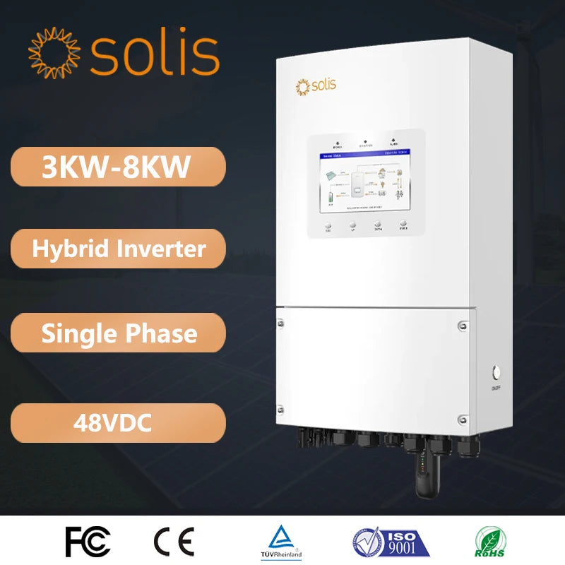 Solis 3KW 5KW 6KW 8KW Hybrid Inverter S6-EH1P8K-L-PLUS Single Phase 230V 48VDC IP66 Solis Inverter Max 6 Pcs In Parallel