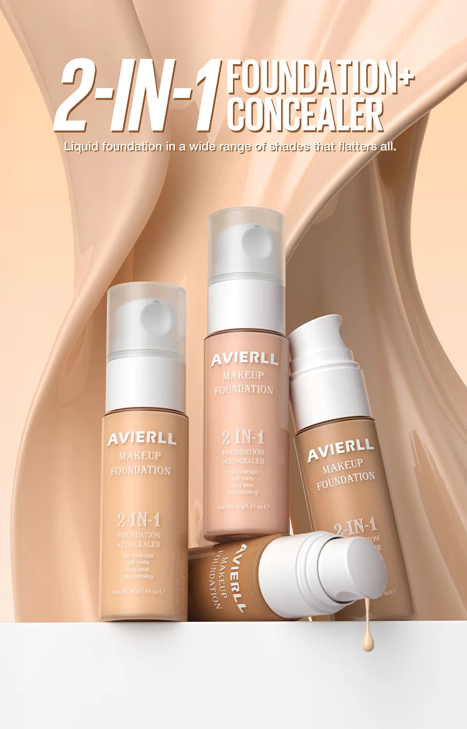 Moisturizing Foundation, Concealer, Waterproof Face Makeup Base, Suitable for Women's Makeup, Halloween Gift