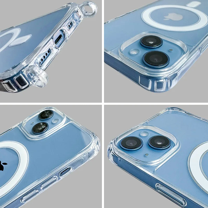 Crossbody Lanyard Clear Magnetic Case For iPhone 18 17 Air 16 15 Plus 14 13 12 Pro Max For Magsafe Acrylic Hard PC Back Cover