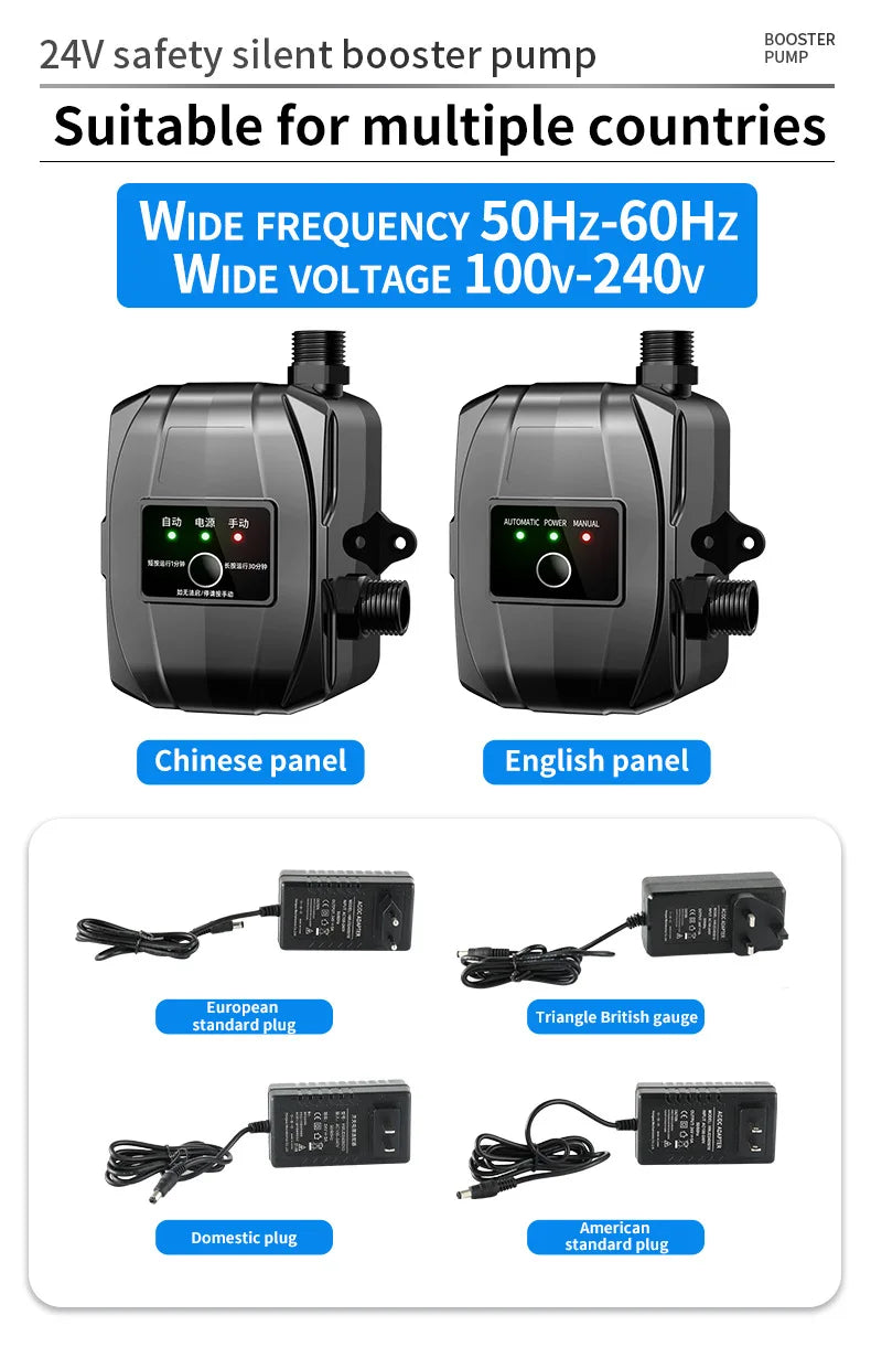110V/220V New Automatic Booster Pump Tap Water Pipeline Booster Water Heater Shower Shower Bath Water Pressure Pressurized Mute