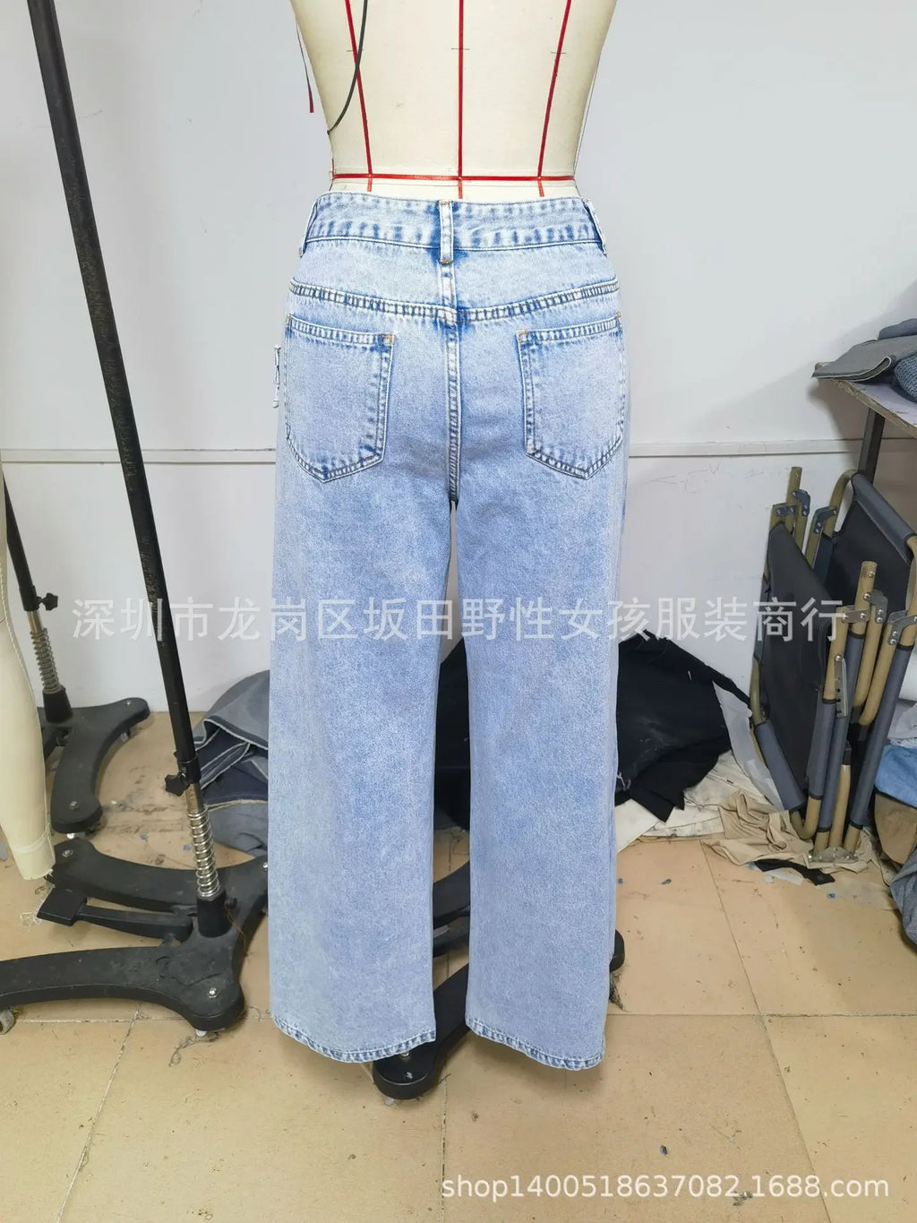 Denim Pant Women Jeans Vintage Wide Leg Long Pants High Waist Straight Trousers Y2k Streetwear Elegant Splice Work Casual Loose