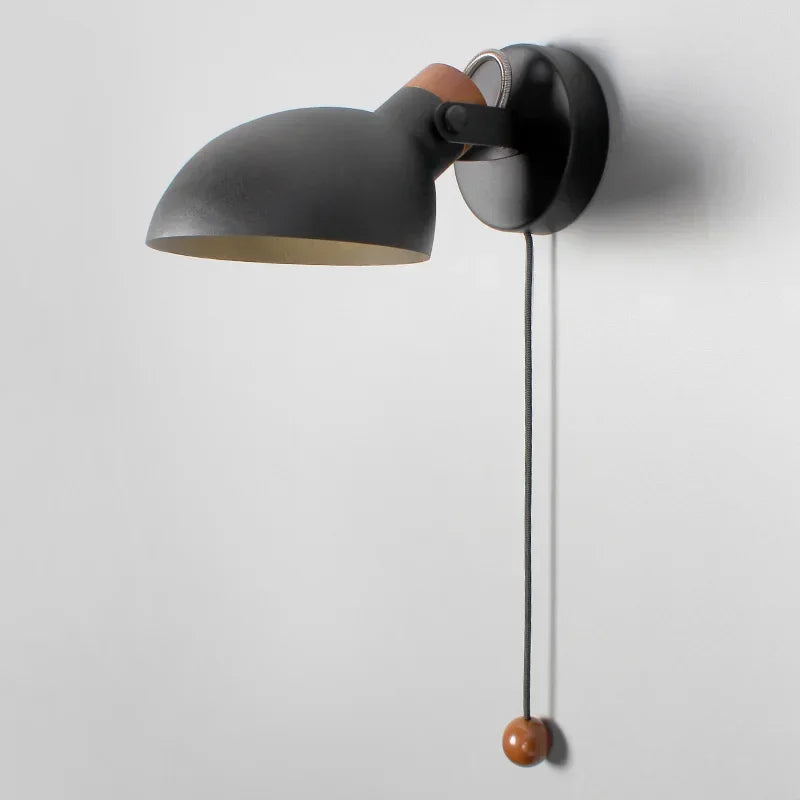 LED Wall Light Replaceable E14 Bulb With Pull Chain Switch Matte Metal Directional Wall Lamp For Bedside Living Room Hotel