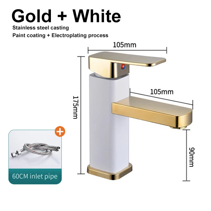 Stainless Steel Bathroom Faucet with Hot And Cold Water Outlet Valves Versatile Sink Faucet for Bathroom Cabinet And Basin