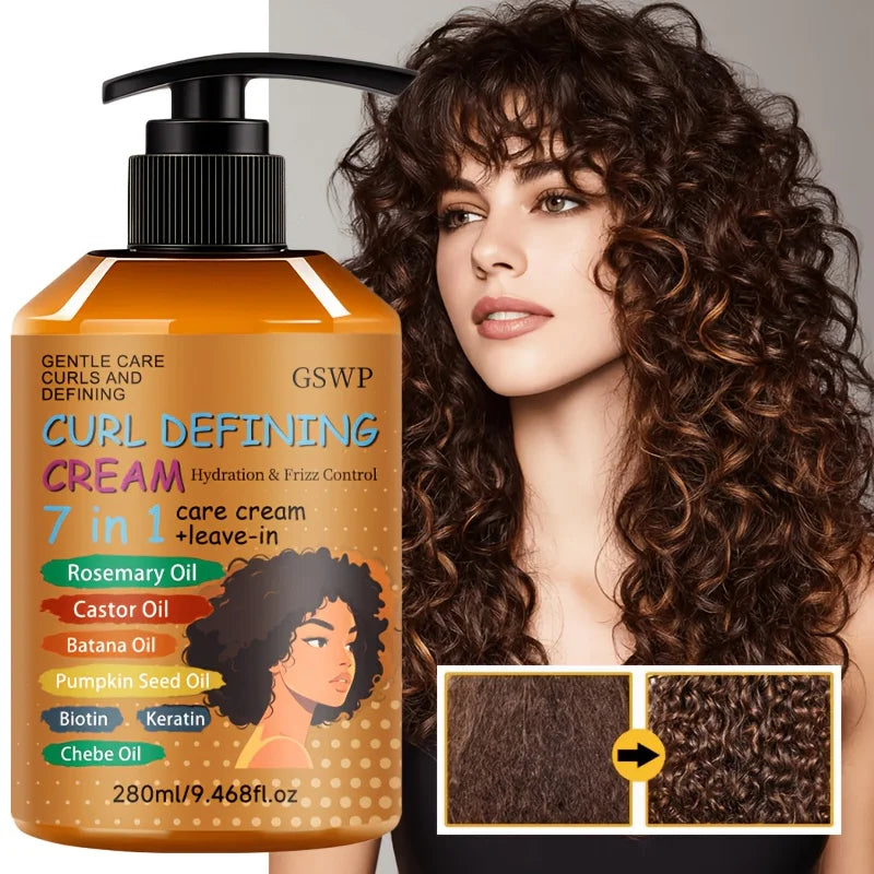 GSWP 7-in-1 Curl Cream. Gentle Care That Keeps Hair Fresh and Non-Sticky in Summer, Enhancing Shine. 280ml