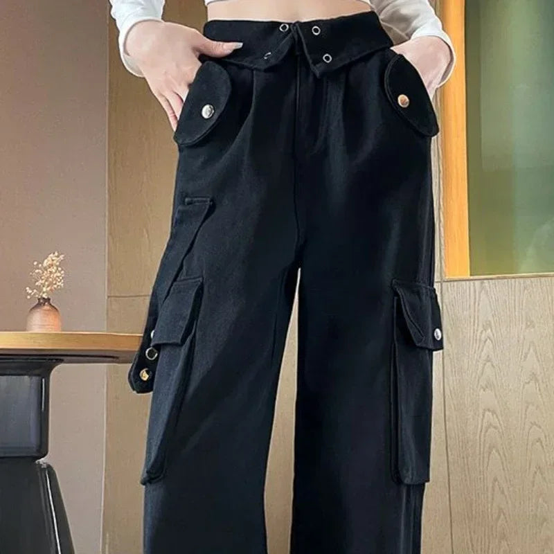 Denim Pants Woman Cargo Trousers Straight Leg with Pockets Jeans for Women Wide on Sale Stylish Loosefit Size X Larg Gyaru Baggy