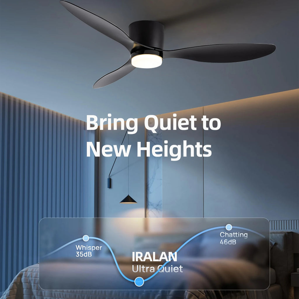 IRALAN Modern Ceiling Fan with LED Light DC motor Large Air Volume Remote Control for Kitchen Bedroom Dining room Patio