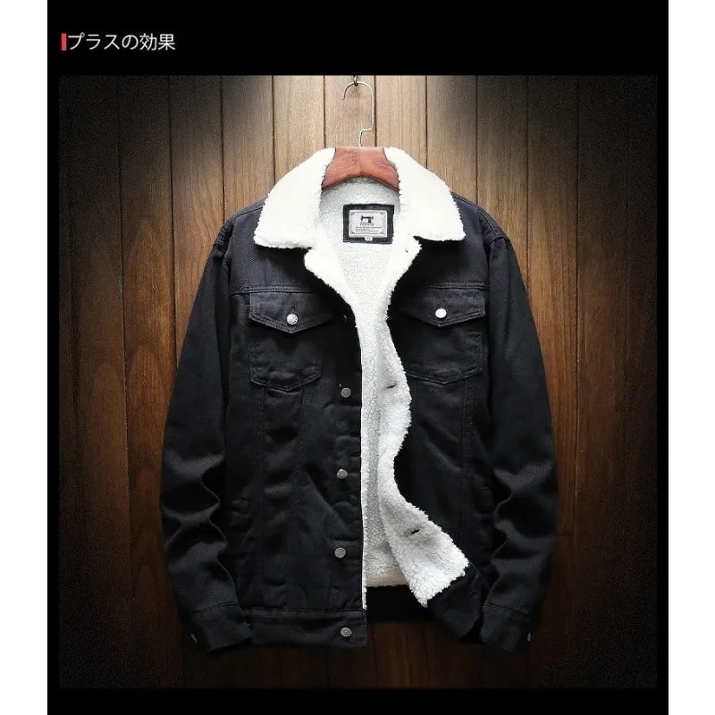 Men Blue Denim Jackets And Coats Winter Warm Jeans Jackets New Male Slim Fit Denim Coats Thicker Warm Casual Denim Jackets 6XL