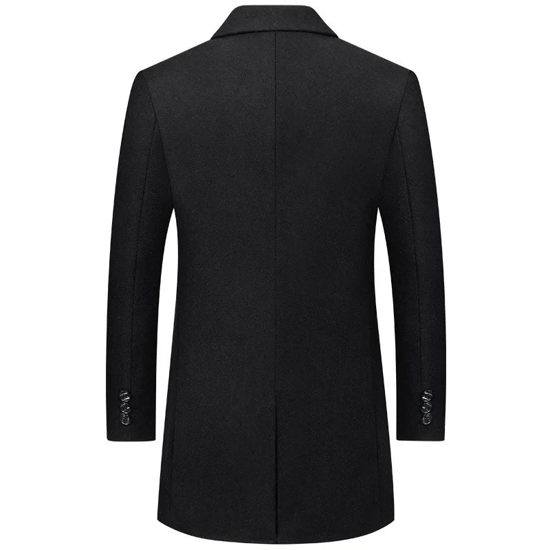 New Men Woolen Business Casual Trench Coats Man Long Jackets Winter Overcoats Male Cashmere Trench Coats Woolen Blends Coats 5XL