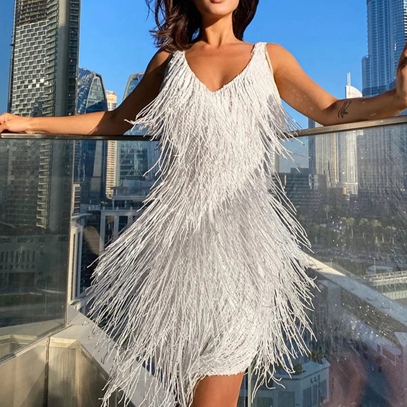 Customizable Sequin Dress with Fringe