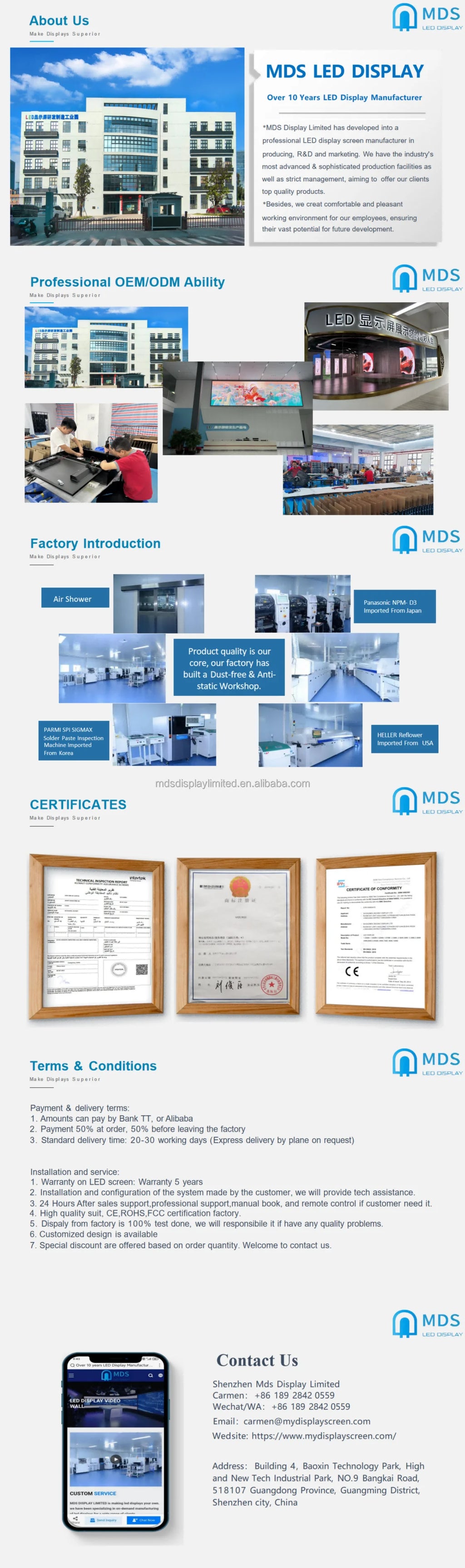 Mds Intelligent Double-Sided Screen LED Display Seamless Splicing Cluster Management with Split Display Window