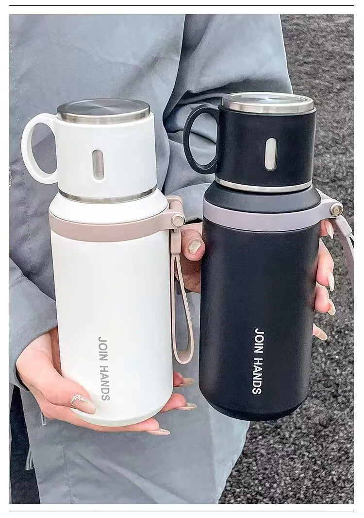 600ml Stainless Steel Coffee Cup Travel Thermal Mug Leak-Proof Thermos Bottle Tea Coffee Mug Office Business Style Thermos