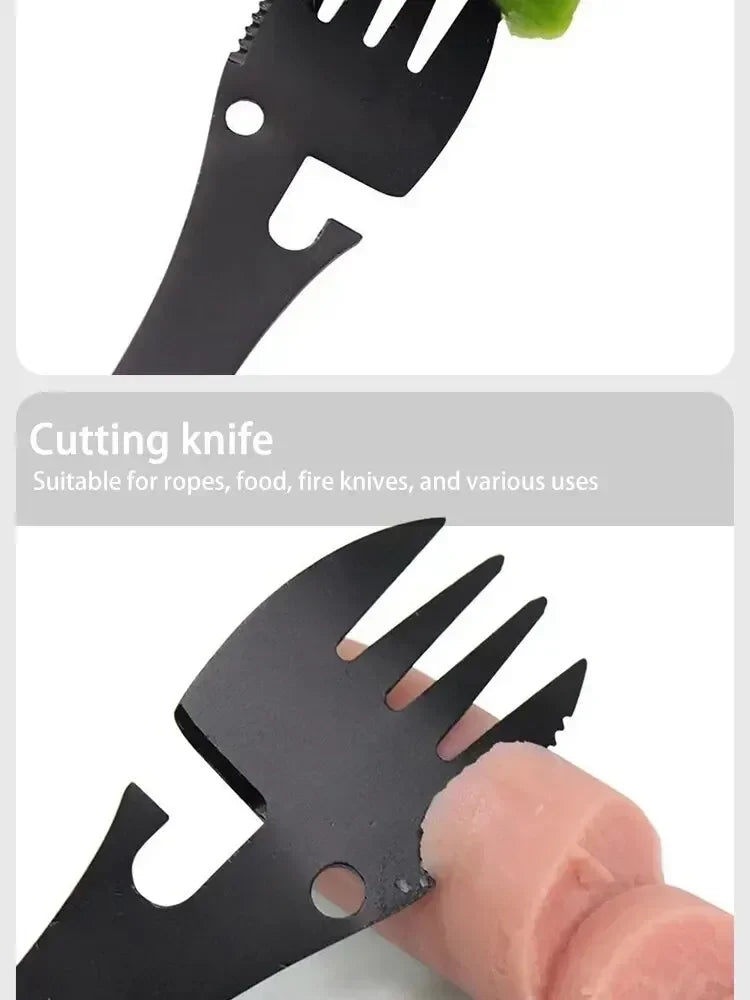 Camping Utensils Set Stainless Steel Outdoor Survival Gear 5 in 1 Tableware Travel Hiking Cutlery Fork Spoon Opener