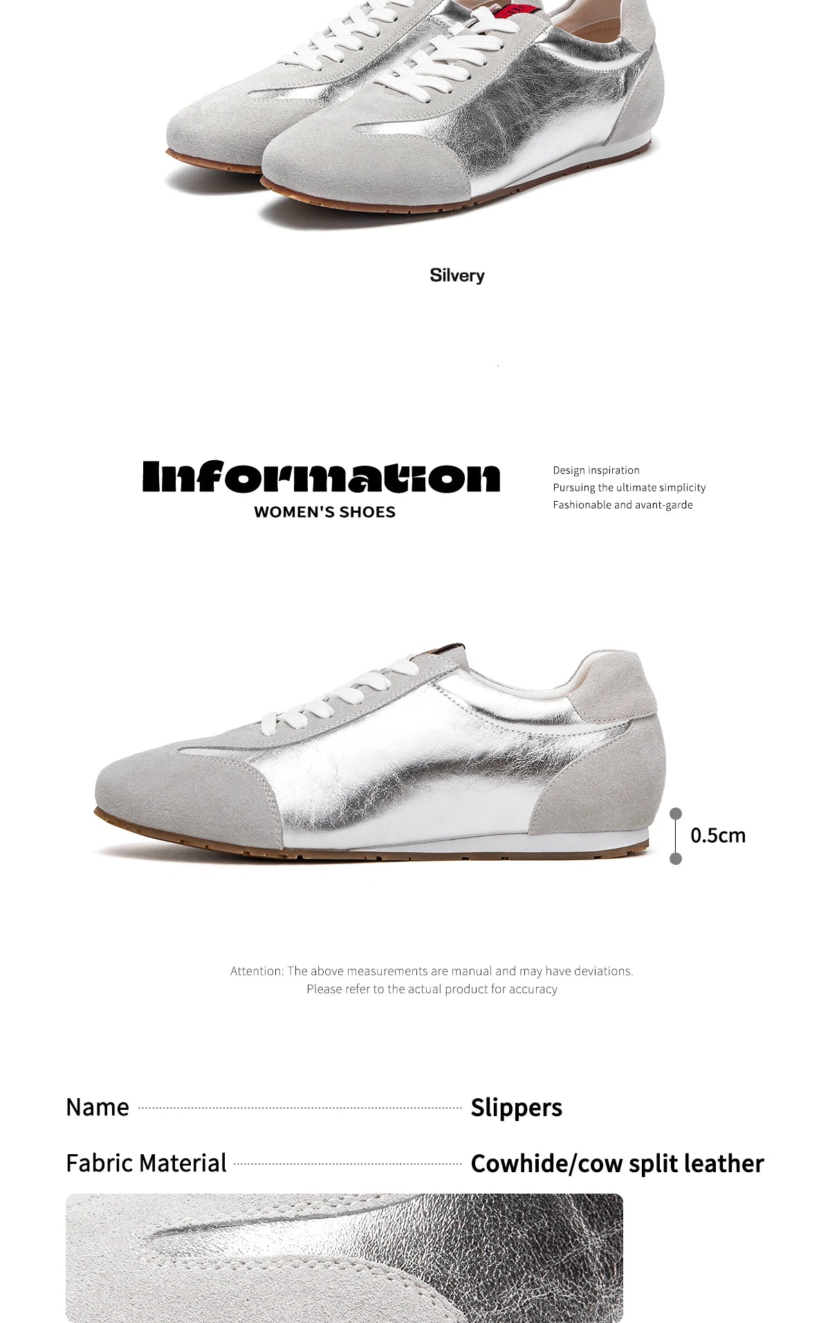 CHCH Women's Vulcanized Shoes 2025 Autumn New Silver Lace Lightweight Sports Shoes Outdoor Casual Shoes