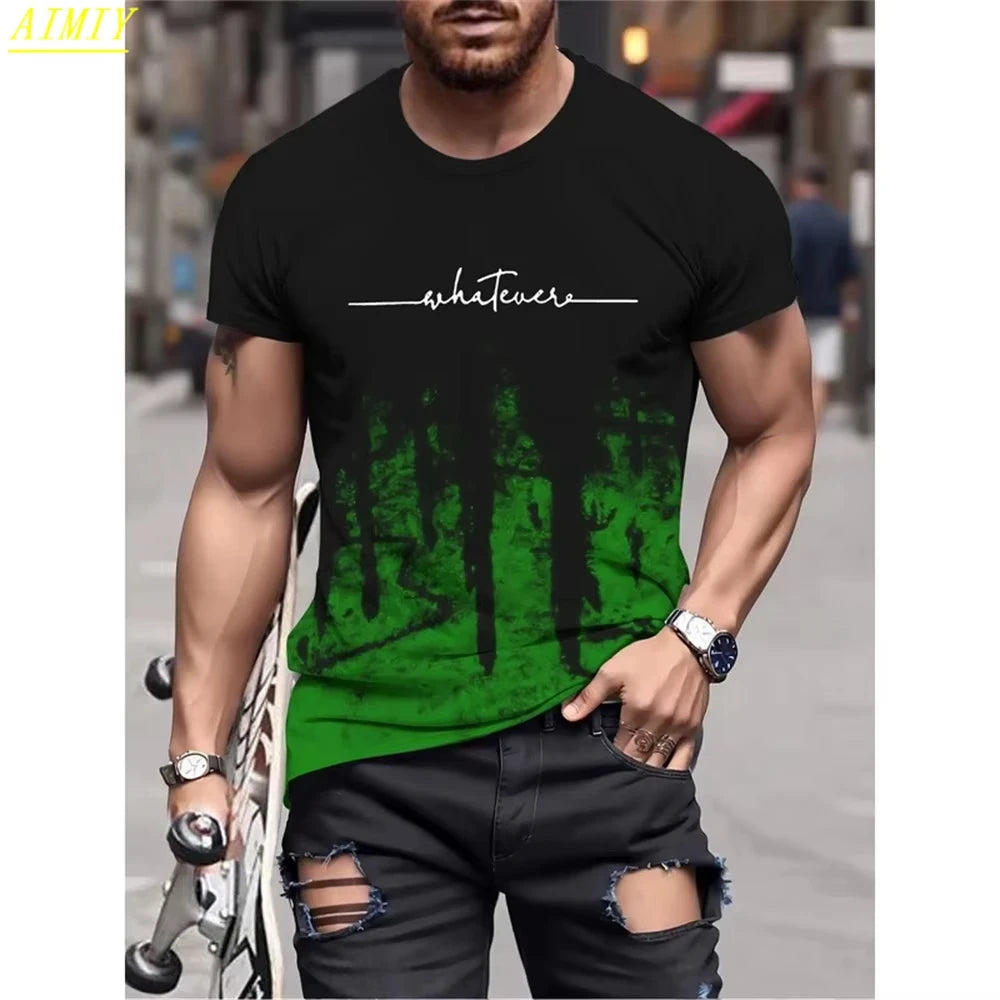 Casual Men's T-Shirts Spring Clothing Ombre Shirts Oversized Short Sleeve Tops Boys Tees Oversized Vintage T-Shirts For Mens