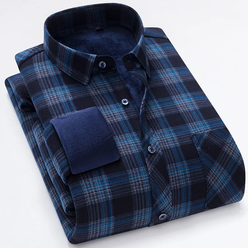New Men's Autumn Winter Casual Long Sleeve Plaid Shirts Thick Warm Male Casual High Quality Soft Plus Size Business Check Shirts