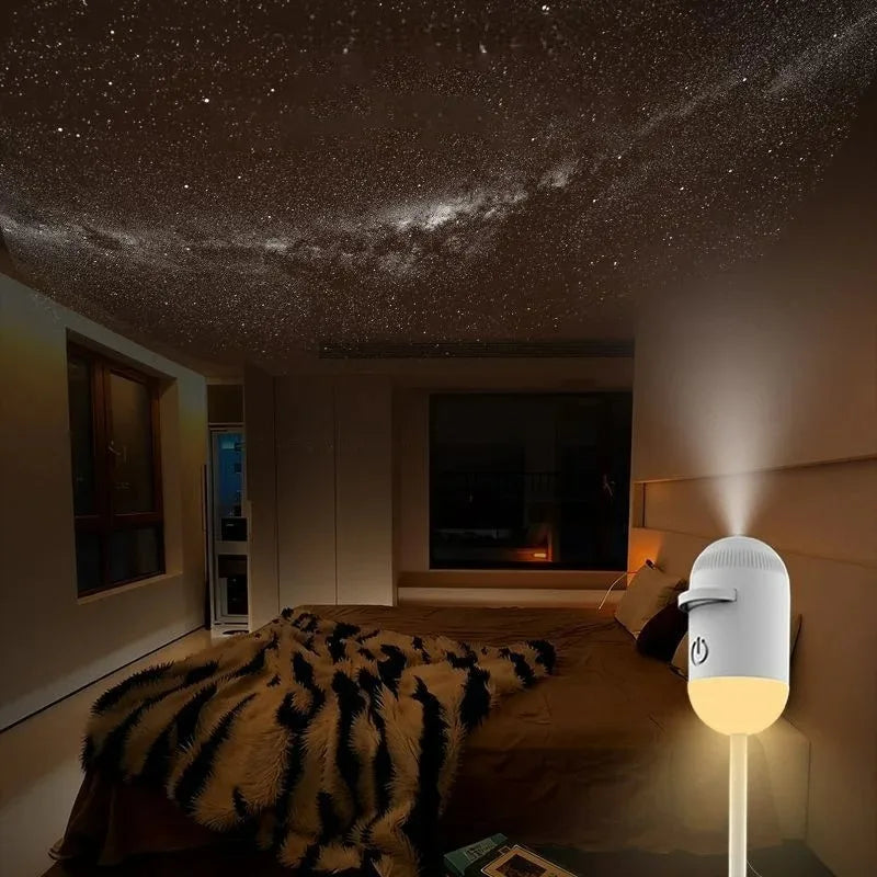 2-in-1 Mini Galaxy Star Projector Night Light – Starry Sky Ambient Lamp for Bedroom Sleep & Decoration