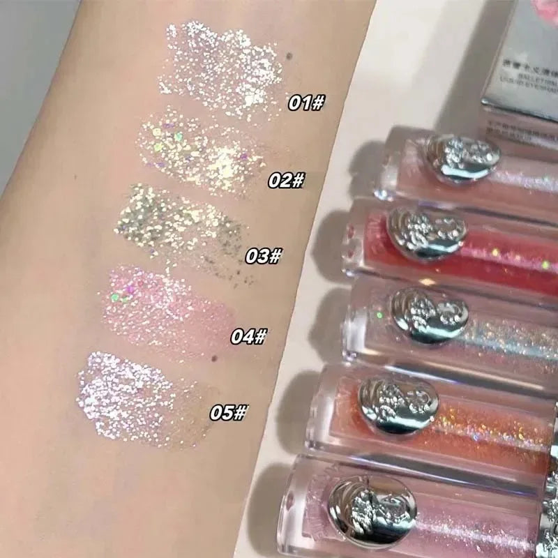 Balletism Glitter Liquid Eyeshadow Pearly Fine Shimmer Long Lasting Sparkling High Gloss Sequin Eye Shadow Lying Silkworm Makeup
