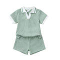 2Pcs Baby Boy Outfit Set Summer Fresh casual Short Sleeve Lapel Shirt + Shorts Toddler Infant Casual Kids Clothing For 0‑3Years